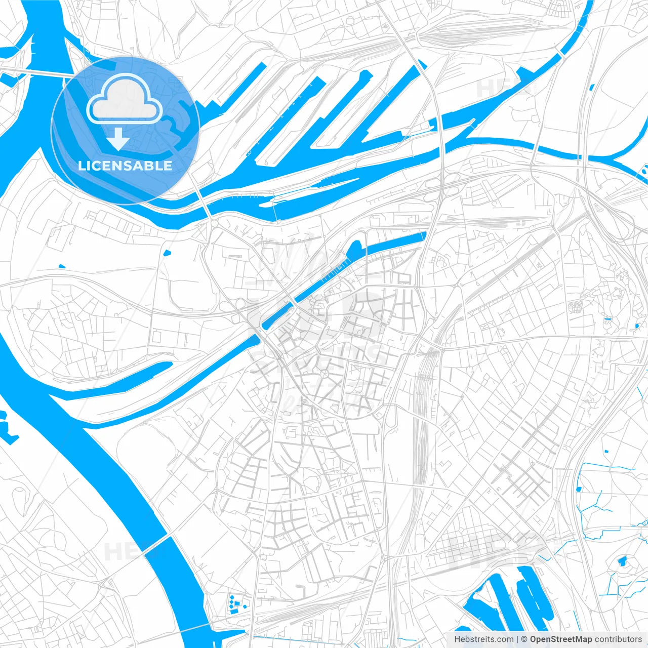 Duisburg, Germany bright two-toned vector map