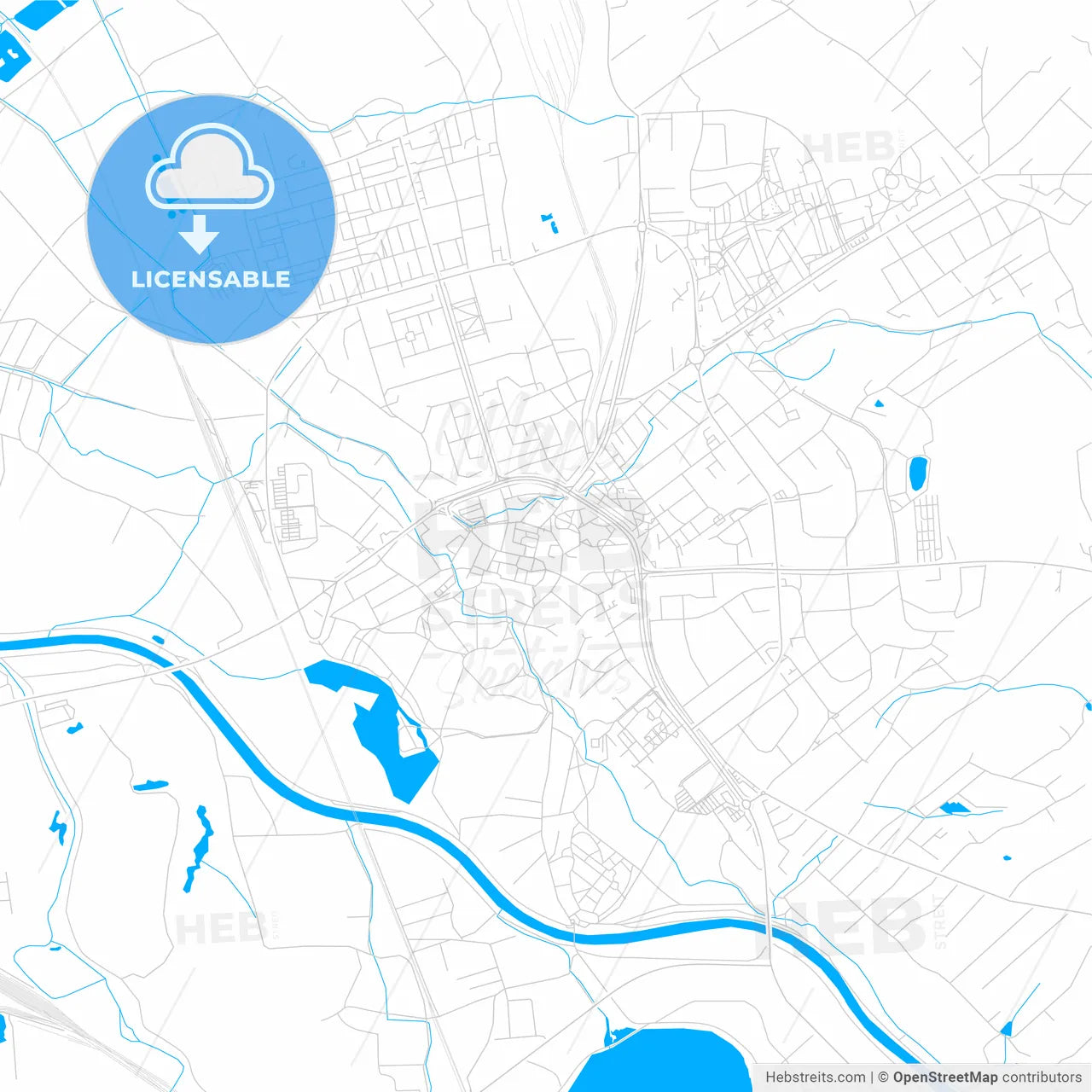 Karviná, Czechia bright two-toned vector map