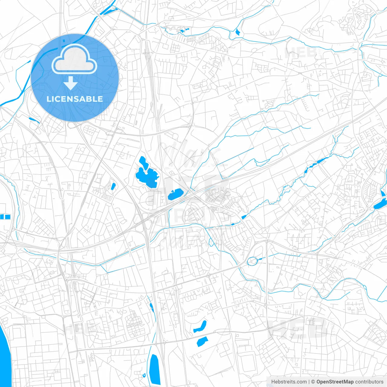 Leverkusen, Germany bright two-toned vector map