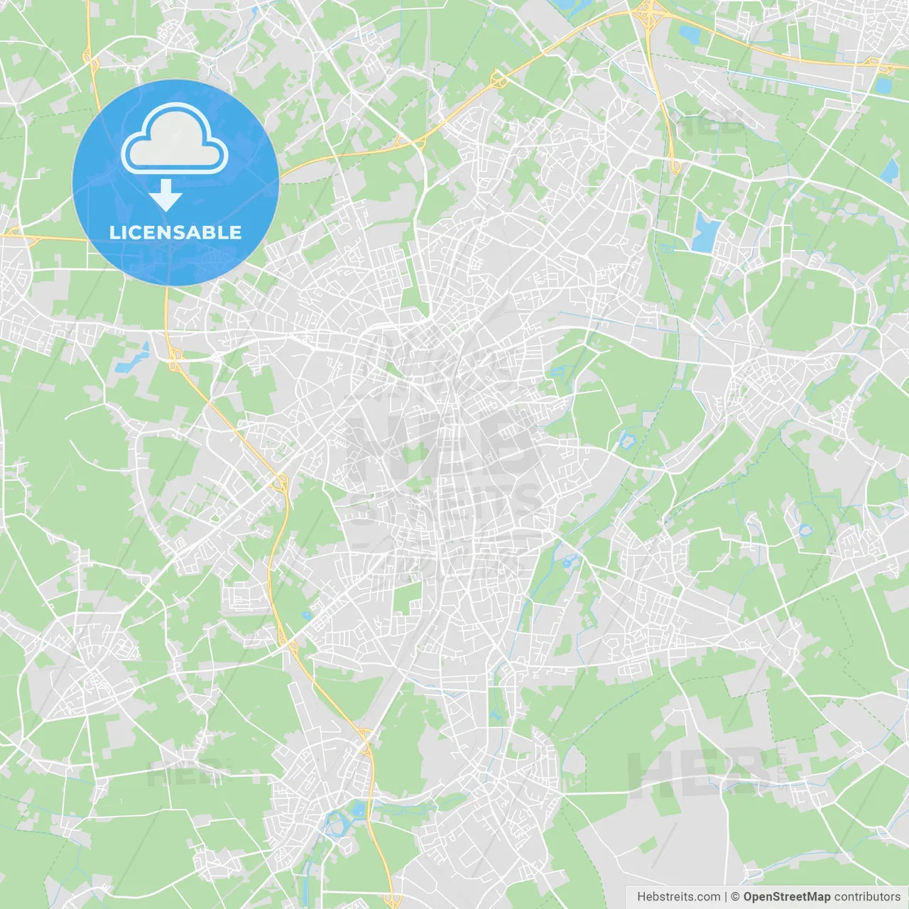 Monchengladbach, Germany printable street map