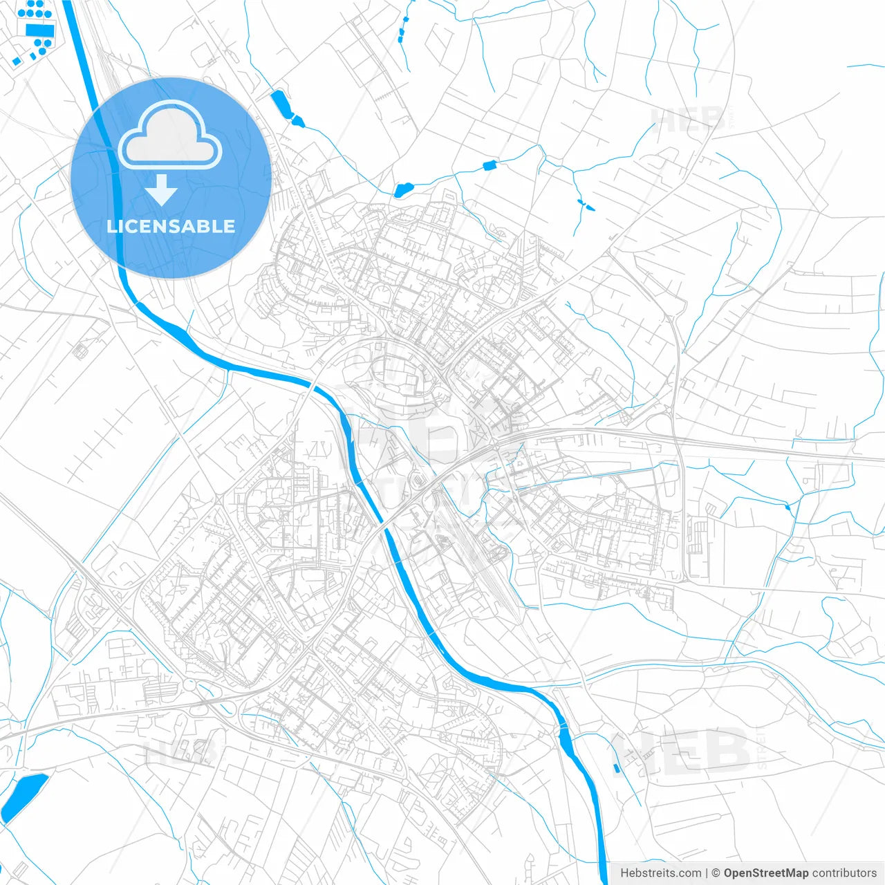 Frýdek-Místek, Czechia bright two-toned vector map