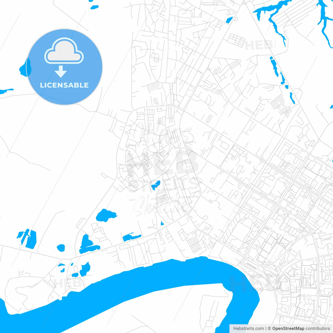 Nefteyugansk, Russia bright two-toned vector map