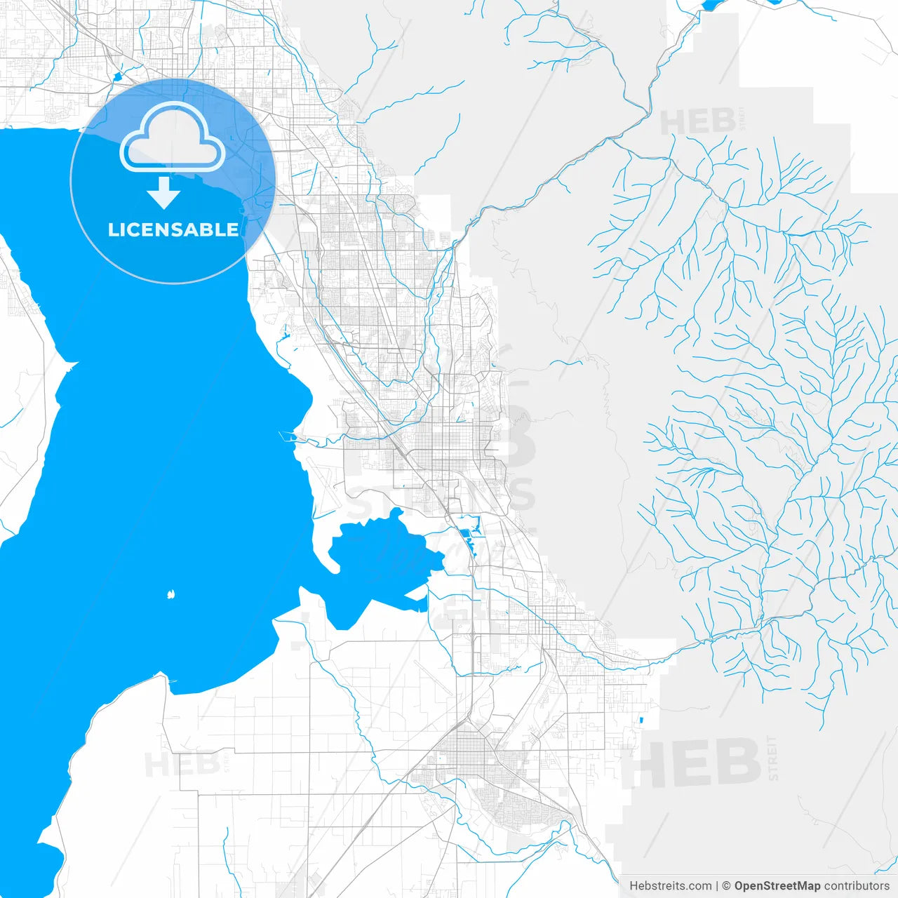 Rich detailed vector map of Provo, Utah, USA