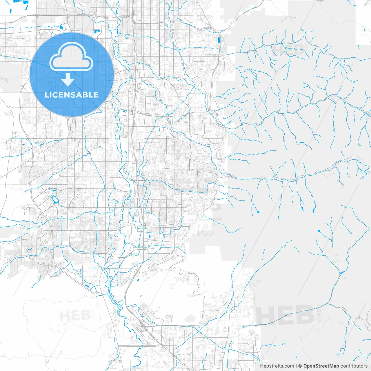 Rich detailed vector map of Sandy, Utah, USA
