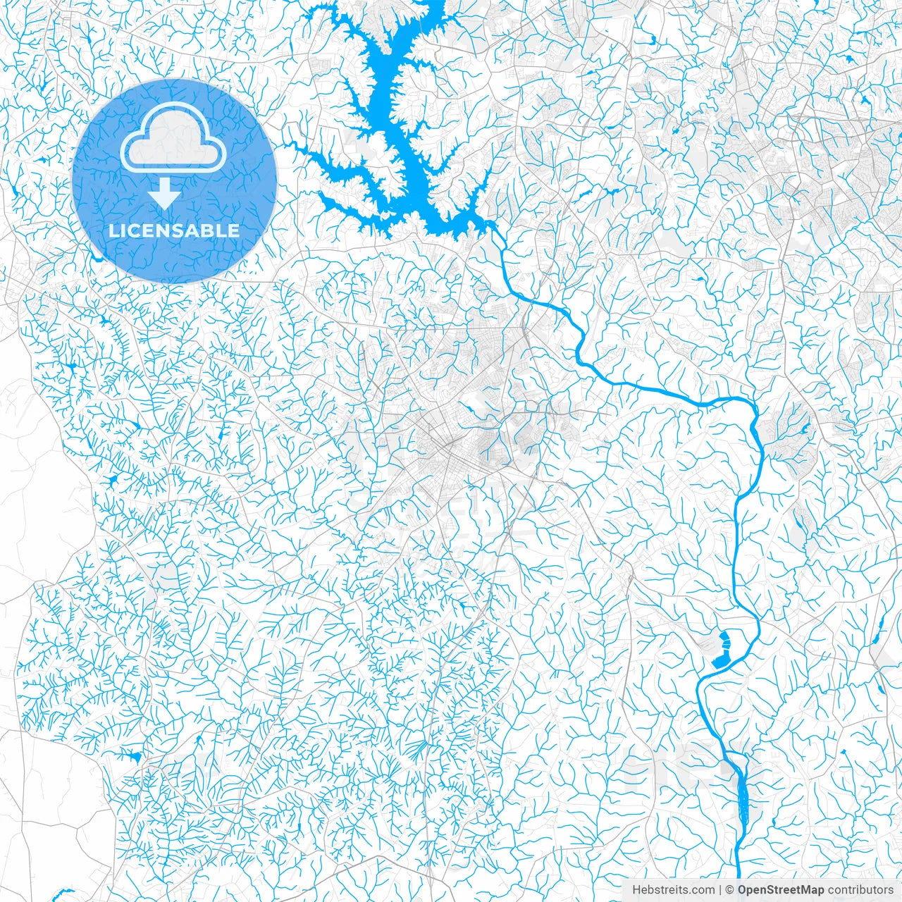 Rich detailed vector map of Rock Hill, South Carolina, USA