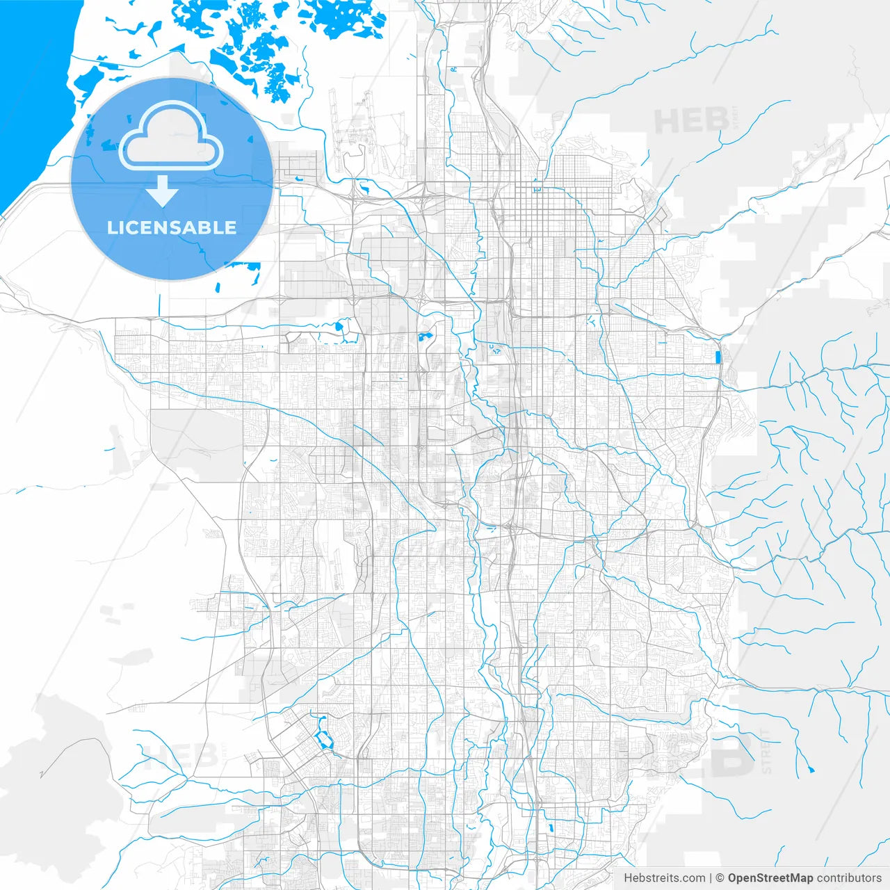 Rich detailed vector map of Taylorsville, Utah, USA