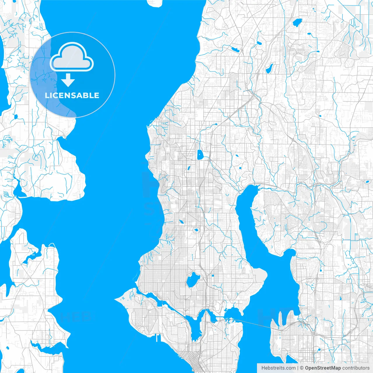 Rich detailed vector map of Shoreline, Washington, USA
