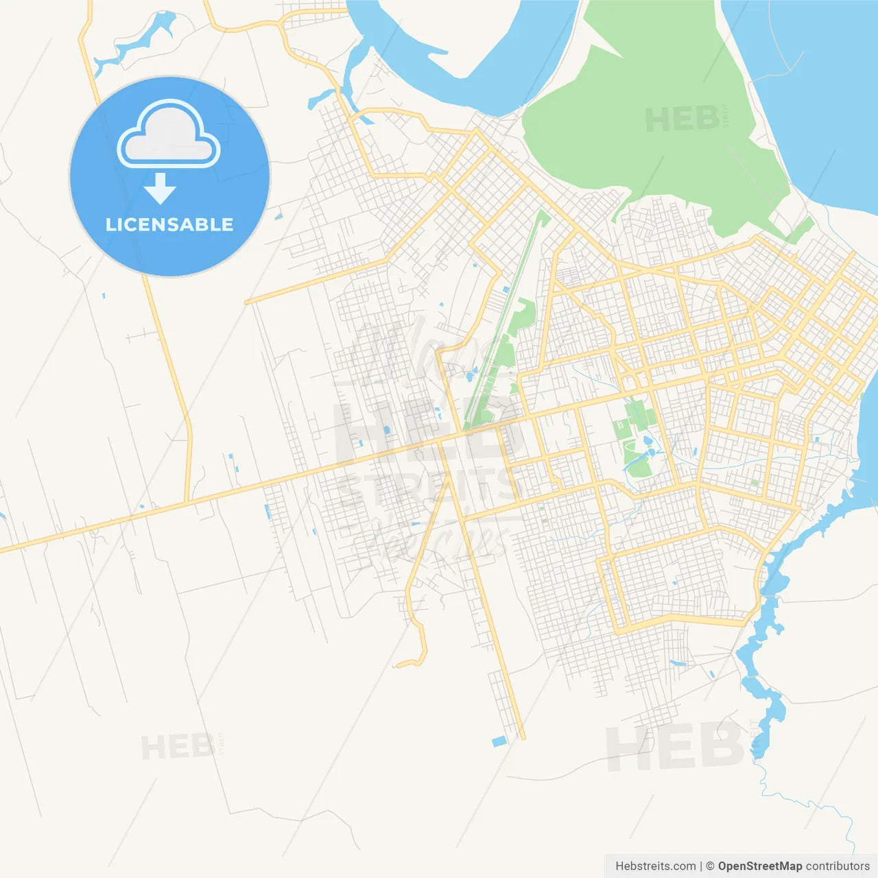 Printable street map of Pucallpa, Peru