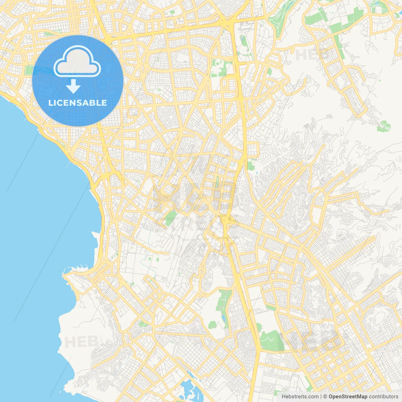 Printable street map of Santiago de Surco, Peru