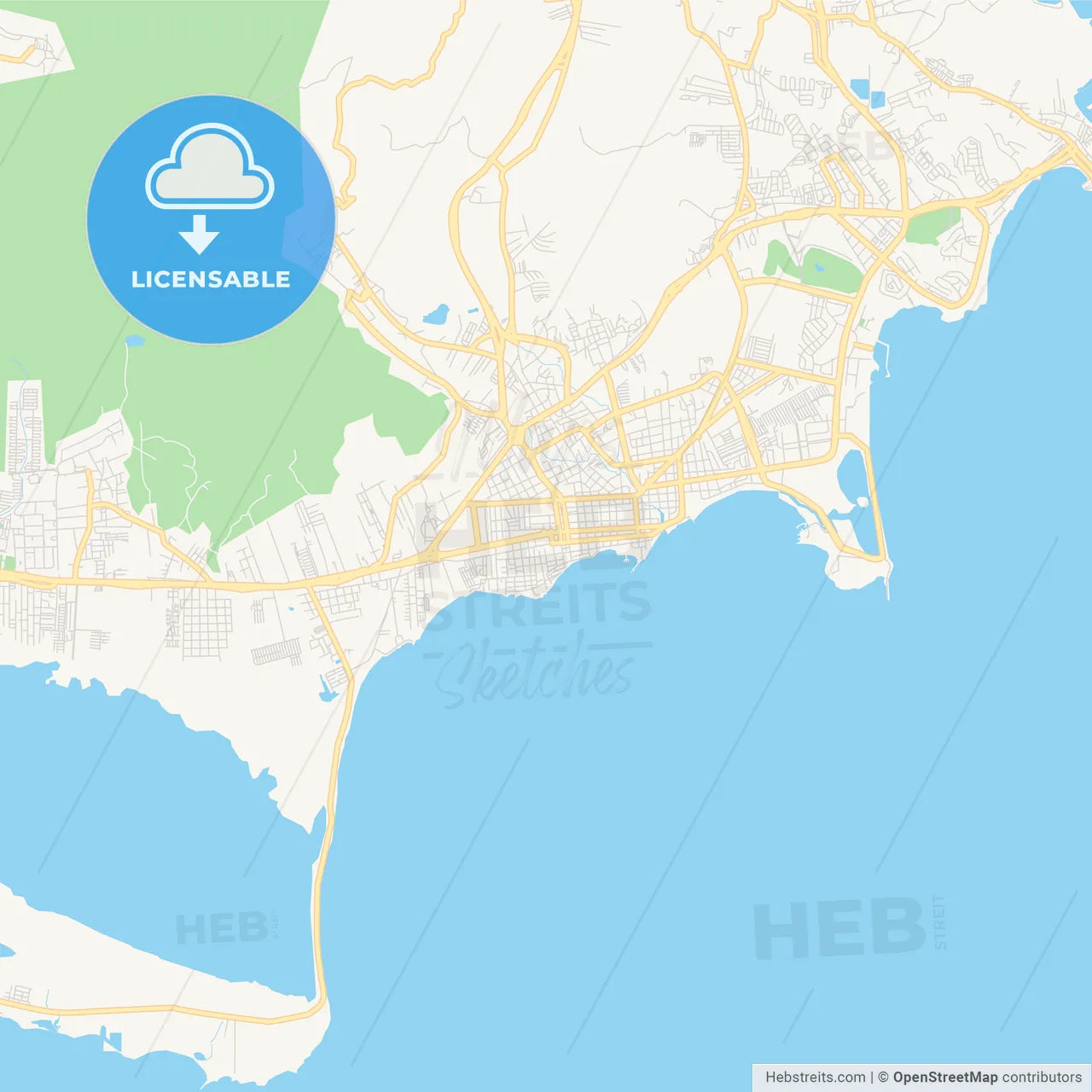Printable street map of Porlamar, Venezuela