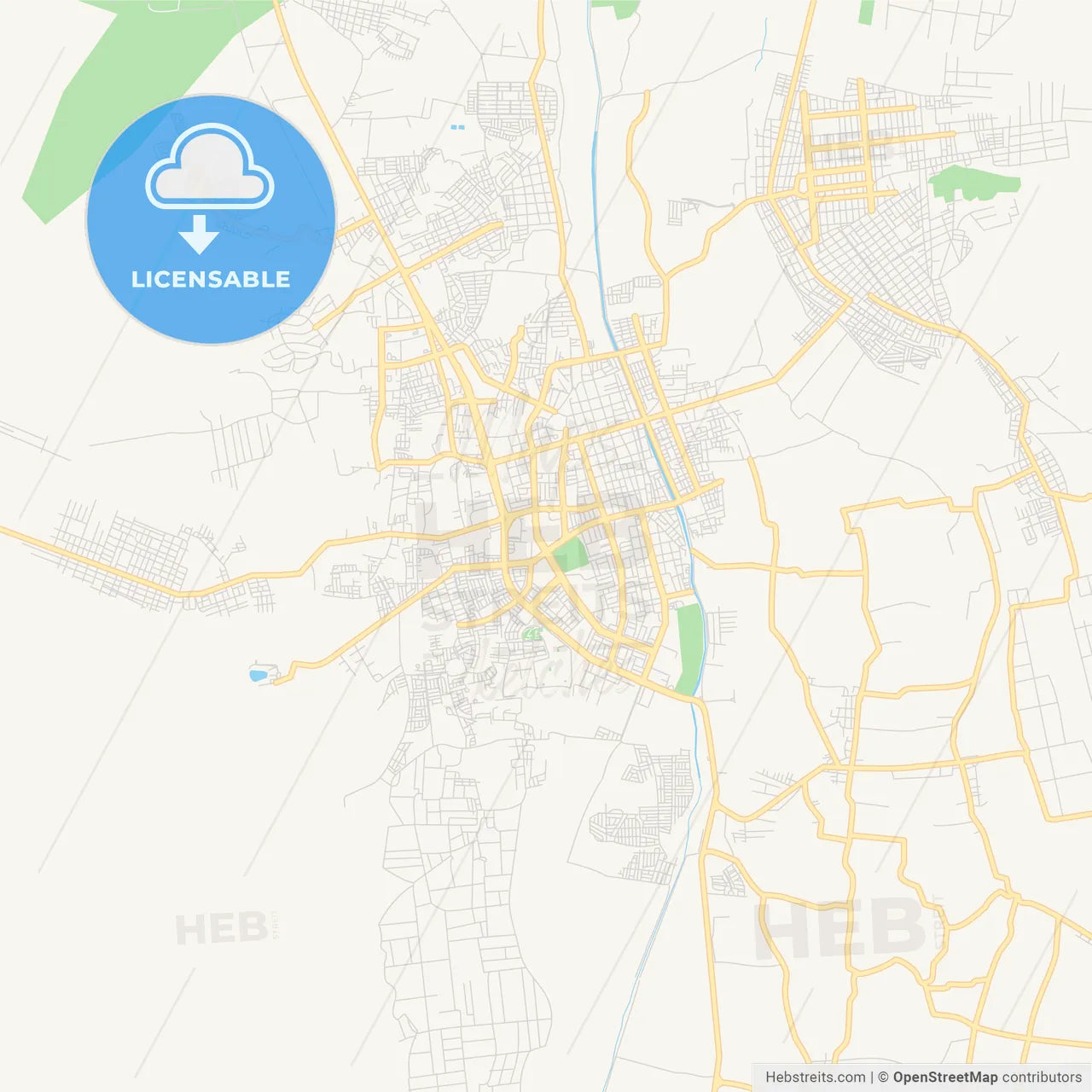 Printable street map of Ica, Peru