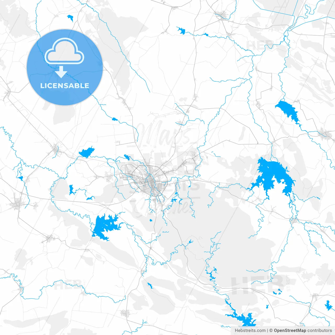 Rich detailed vector map of Santa Clara, Villa Clara, Cuba