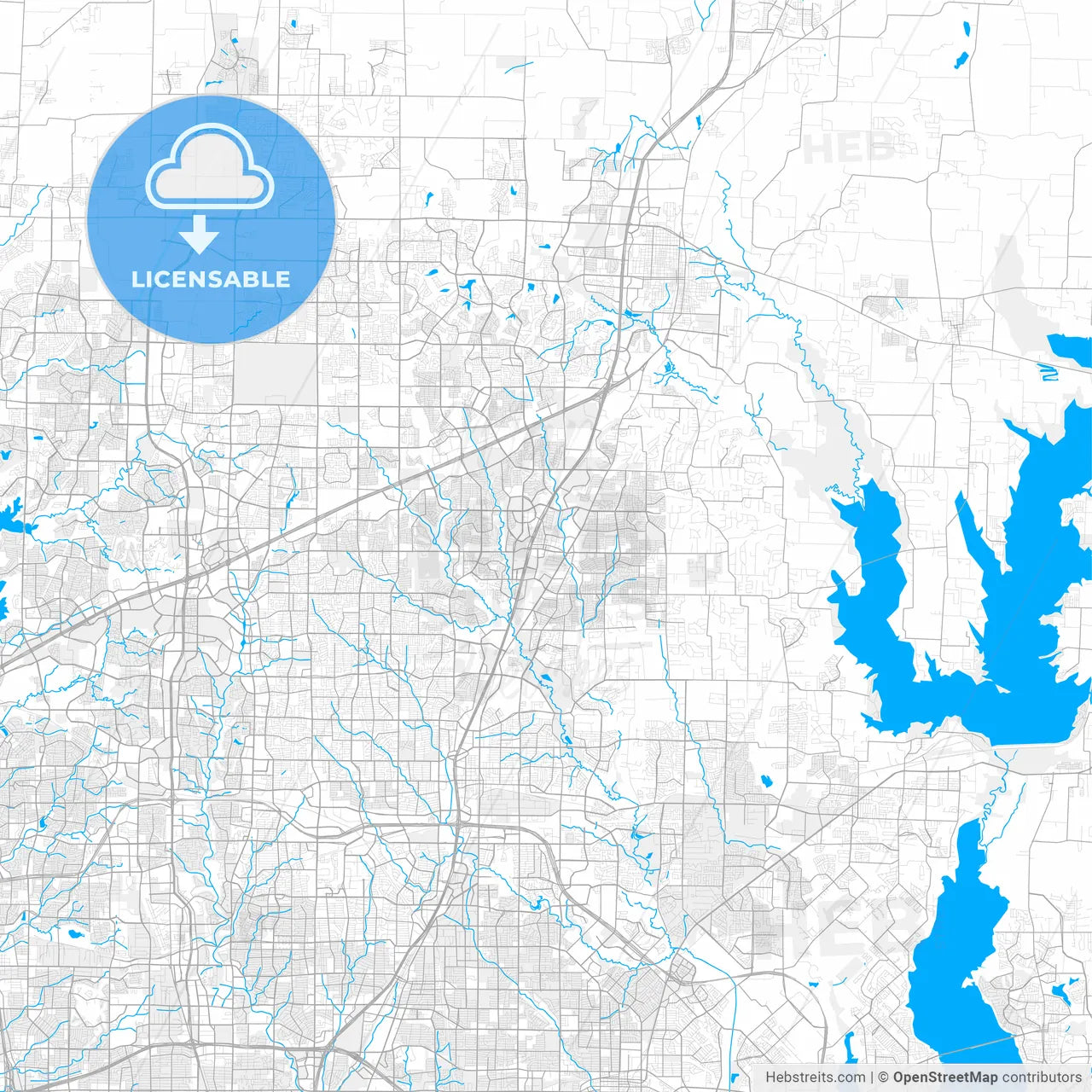 Rich detailed vector map of Allen, Texas, USA