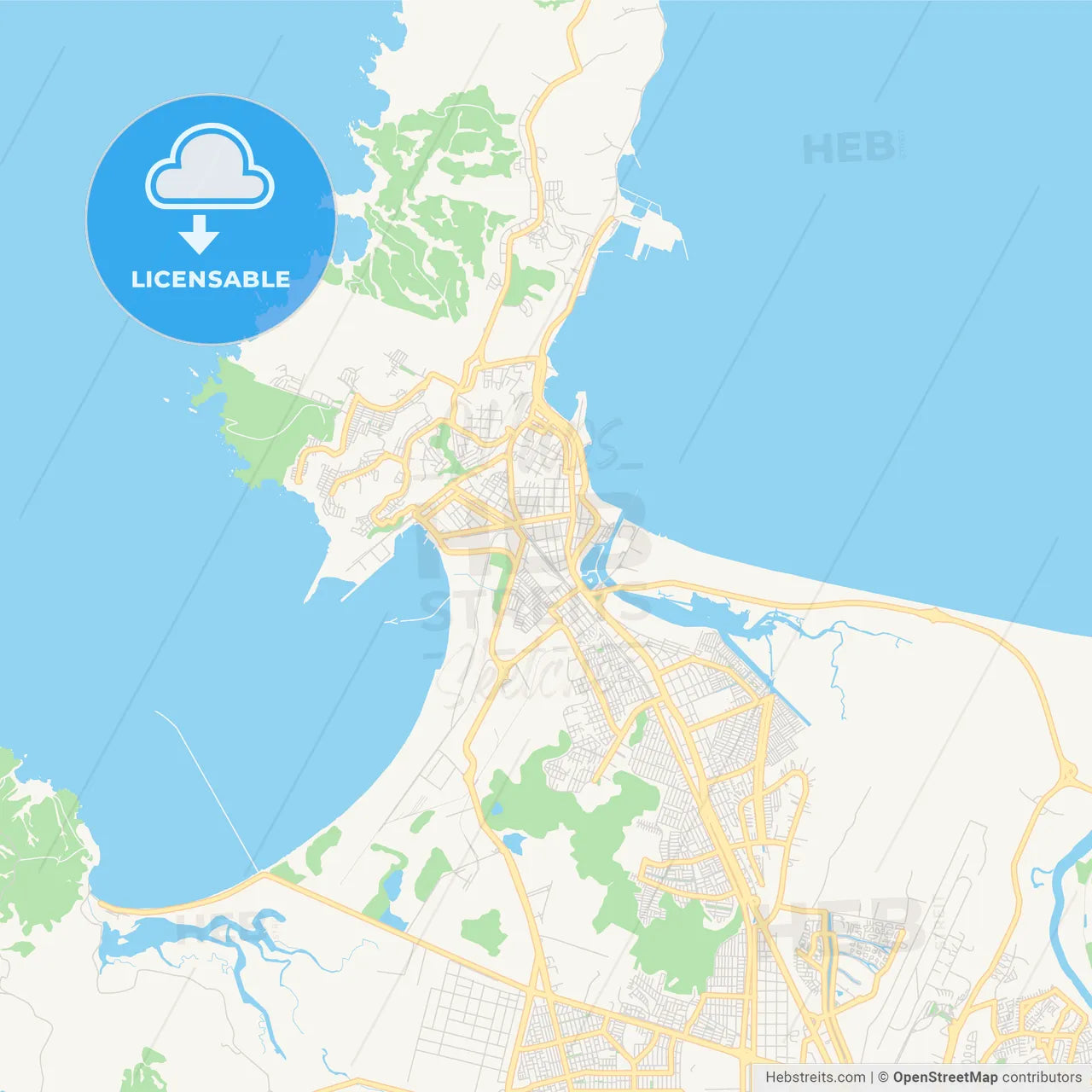 Printable street map of Talcahuano, Chile