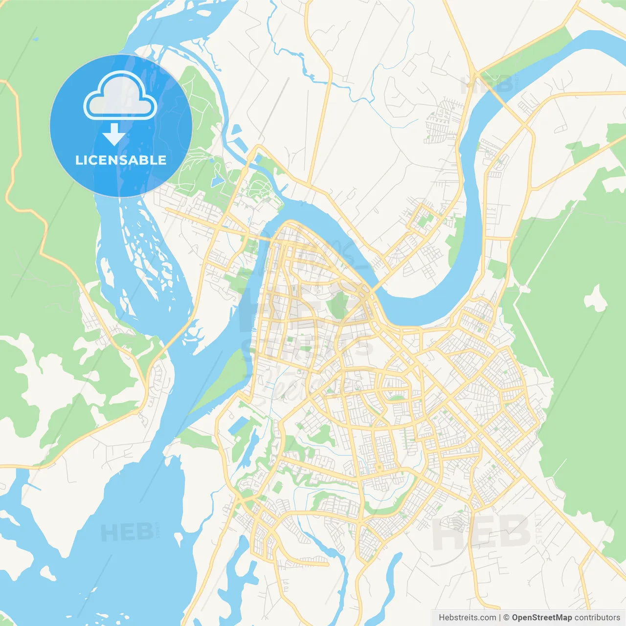 Printable street map of Valdivia, Chile