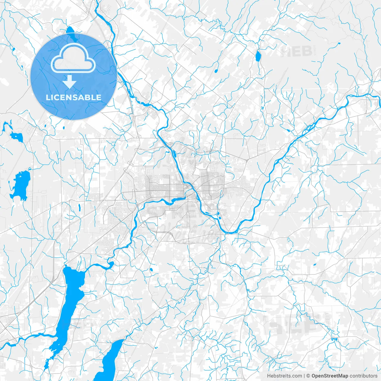 Rich detailed vector map of Sherbrooke, Quebec, Canada