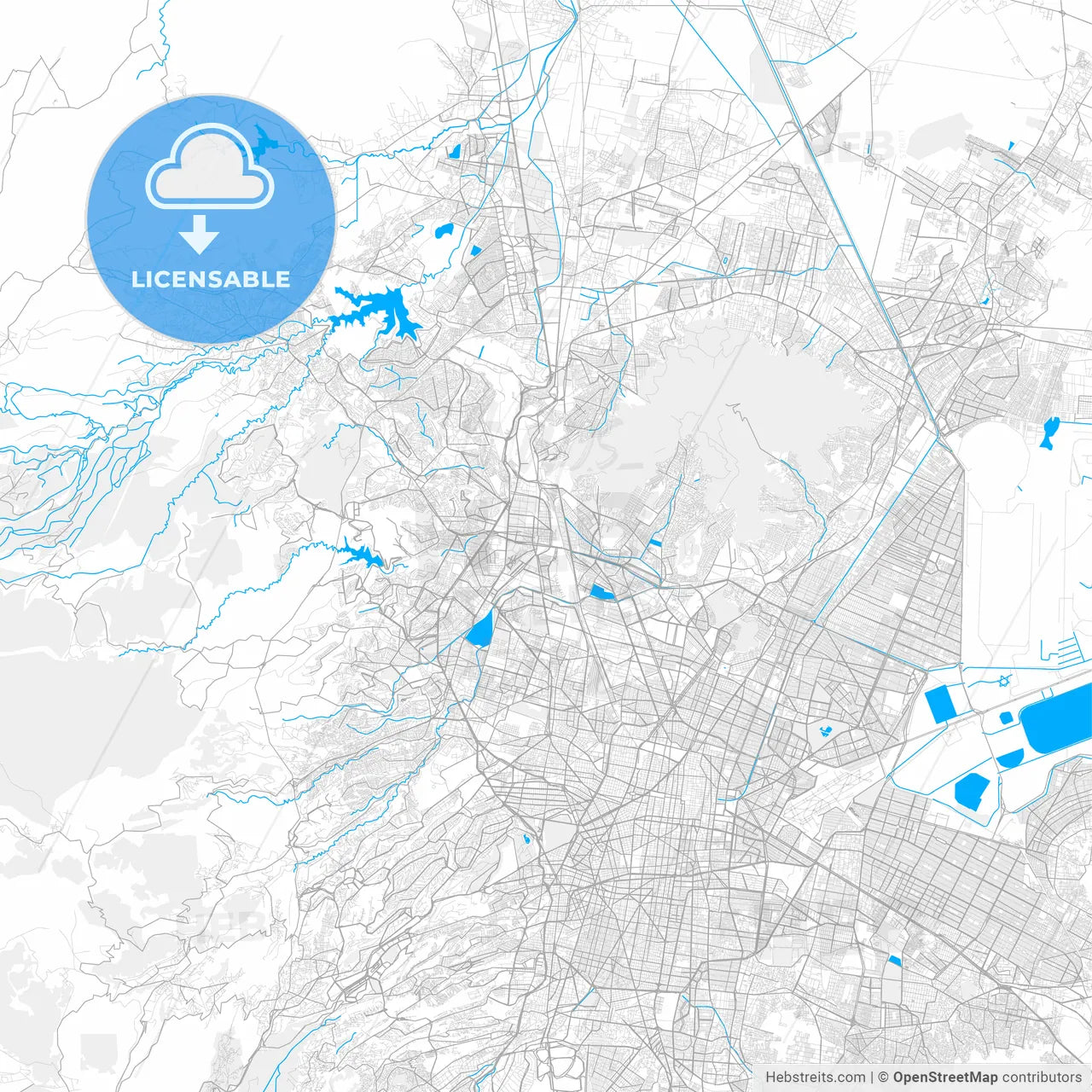 Rich detailed vector map of Tlalnepantla, México, Mexico