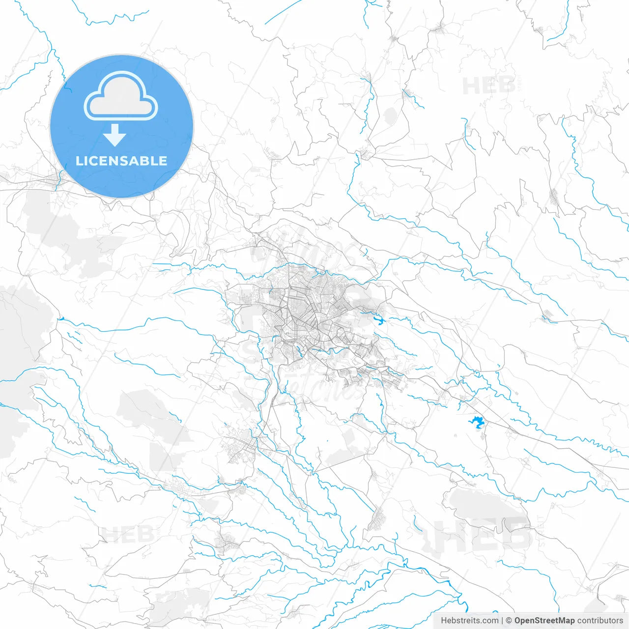 Rich detailed vector map of Xalapa, Veracruz, Mexico