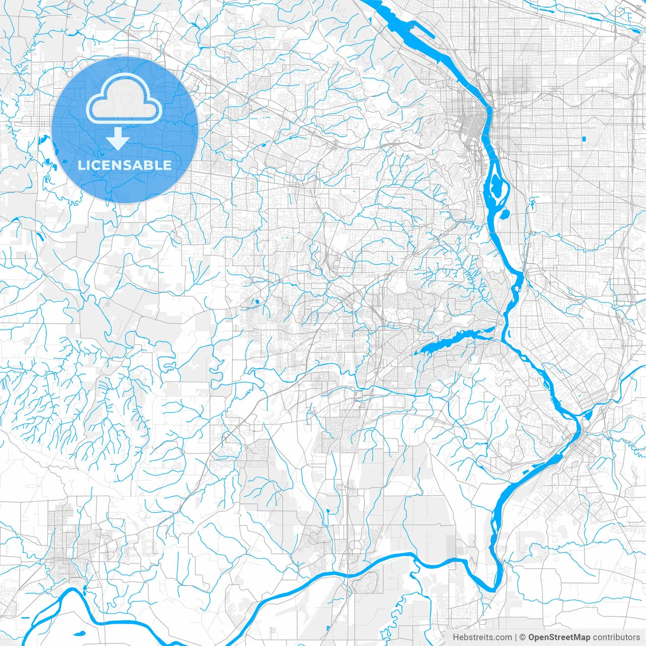Rich detailed vector map of Tigard, Oregon, United States of America