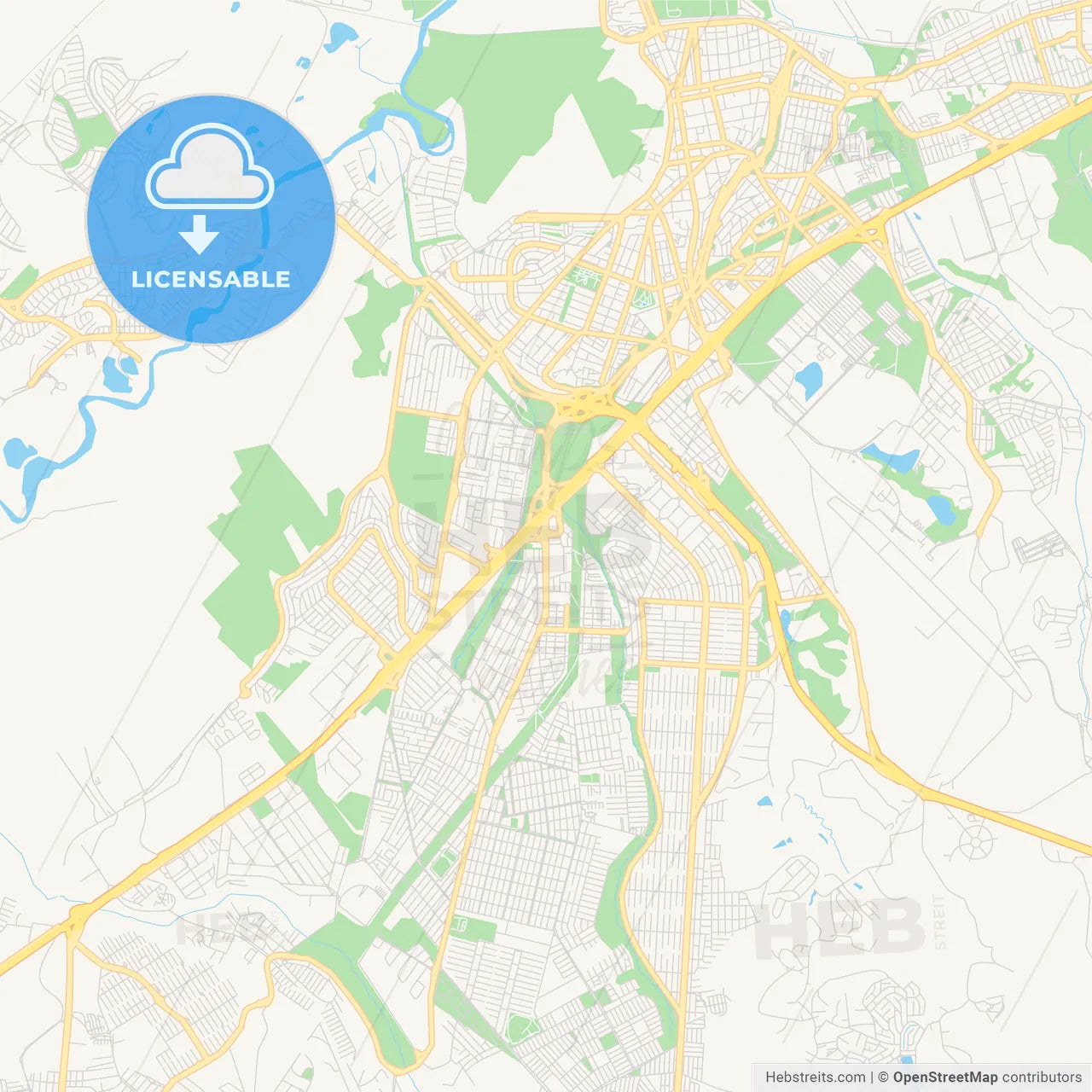 Printable street map of Sao Jose dos Campos, Brazil