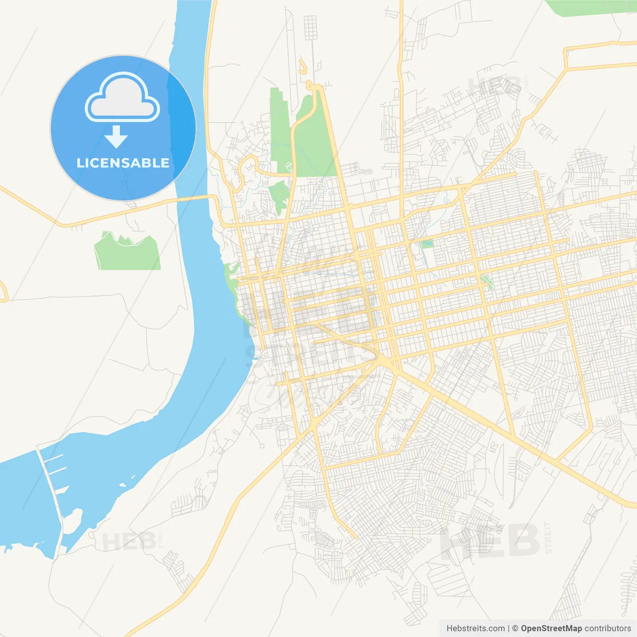 Printable street map of Porto Velho, Brazil