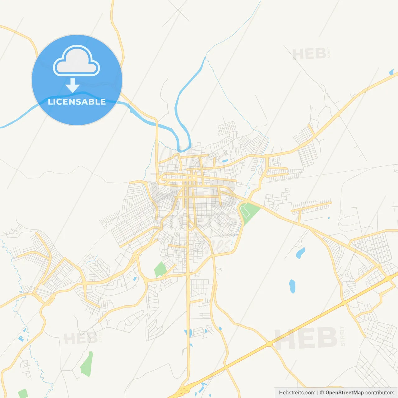 Printable street map of Pindamonhangaba, Brazil