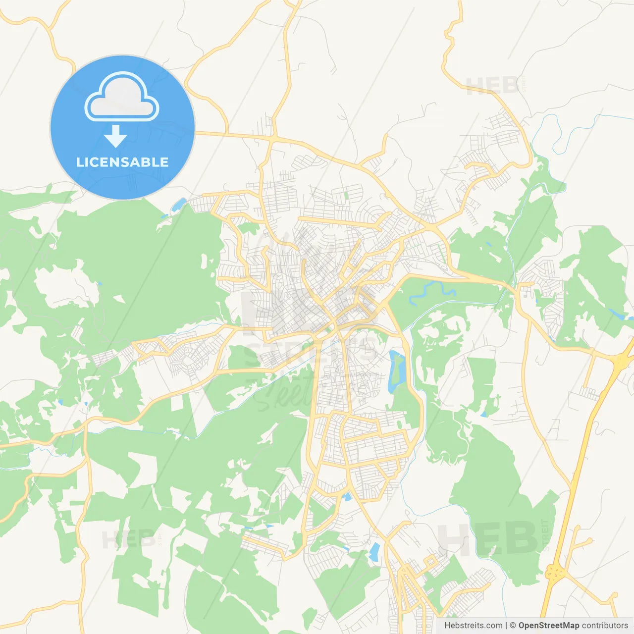 Printable street map of Pouso Alegre, Brazil