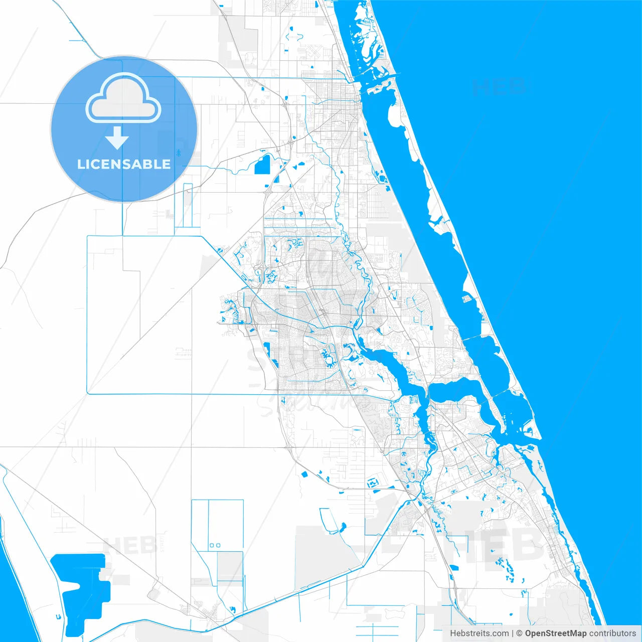 Rich detailed vector map of Port St. Lucie, Florida, USA