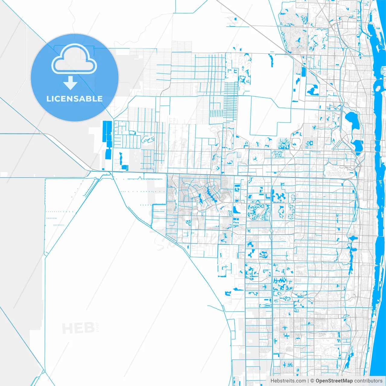 Rich detailed vector map of Wellington, Florida, USA