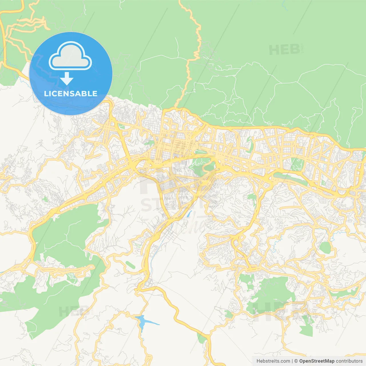 Printable street map of Caracas, Venezuela