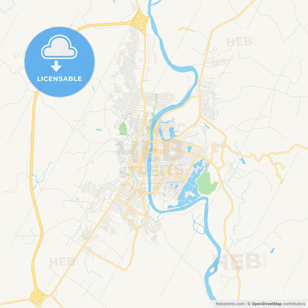 Printable street map of Quevedo, Ecuador
