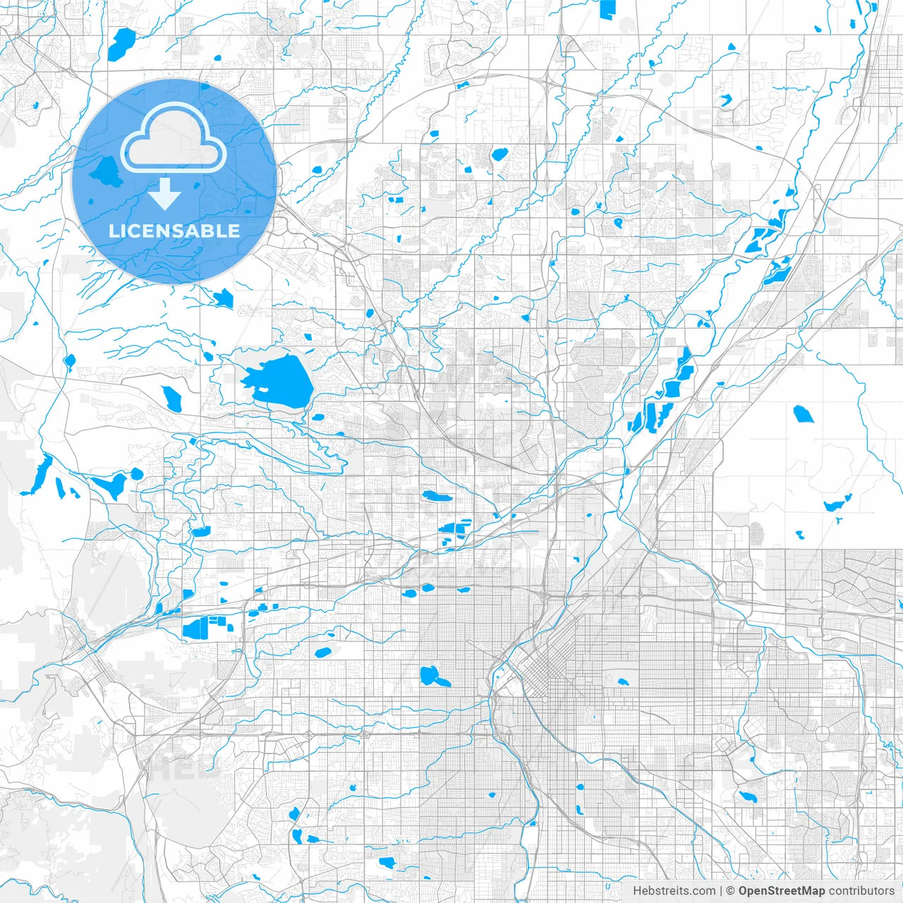 Rich detailed vector map of Westminster, Colorado, USA