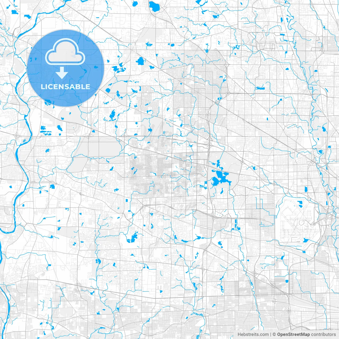 Rich detailed vector map of Schaumburg, Illinois, USA