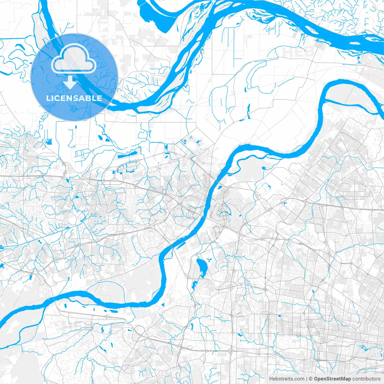 Rich detailed vector map of St. Charles, Missouri, USA