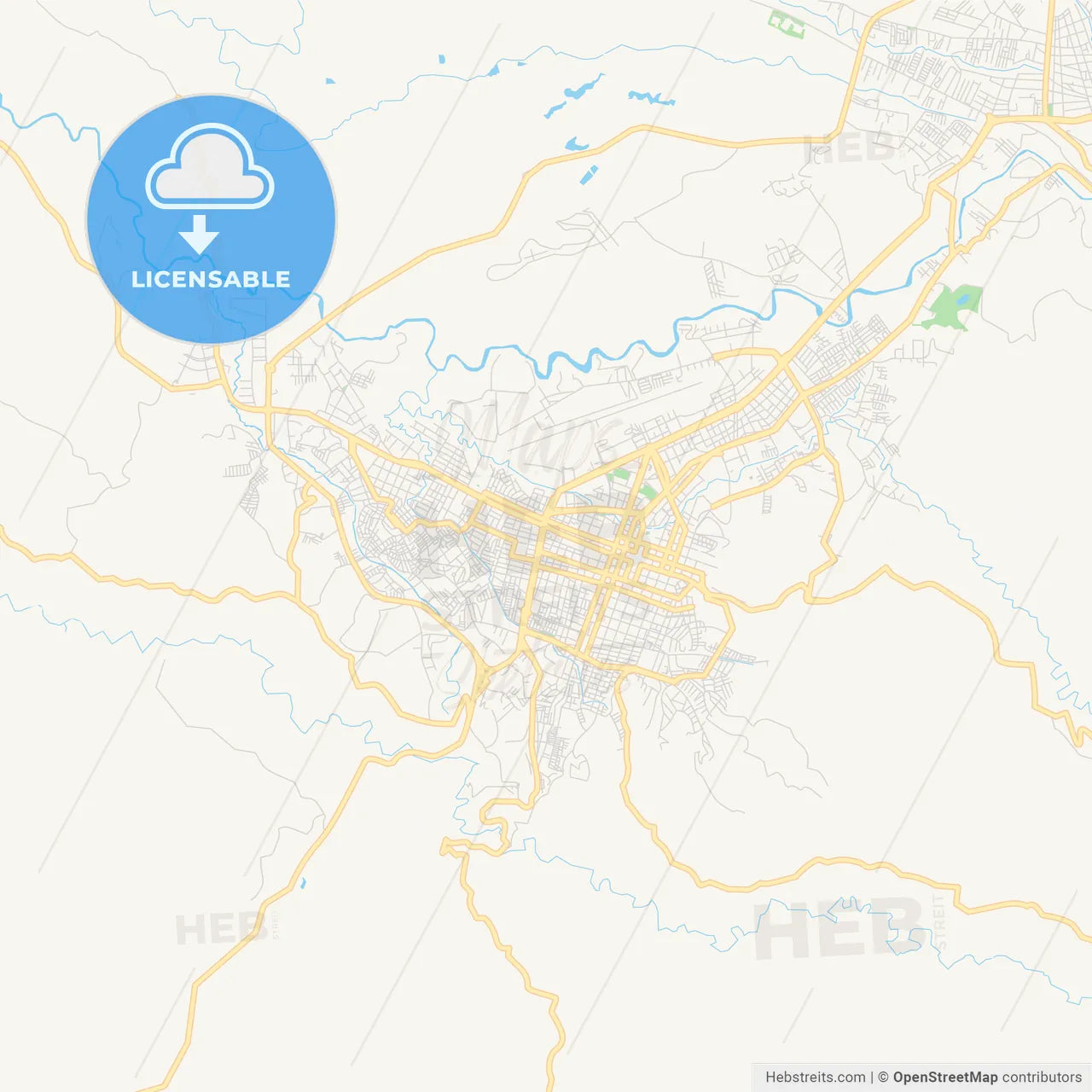 Printable street map of Popayan, Colombia