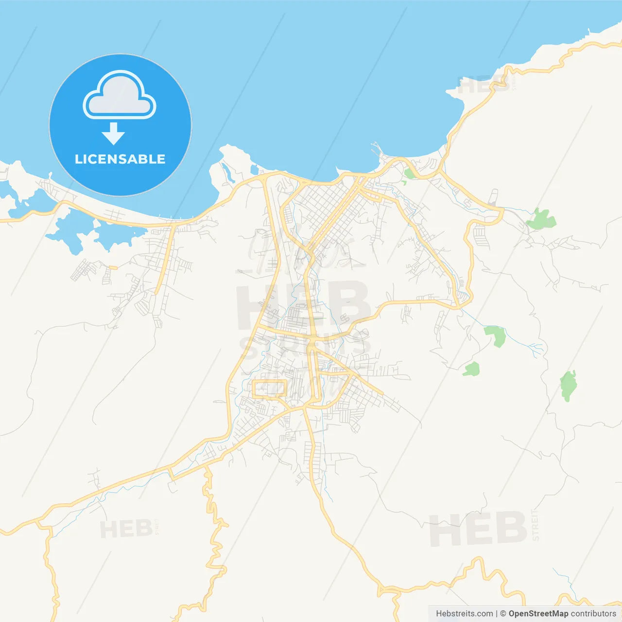 Printable street map of Carupano, Venezuela
