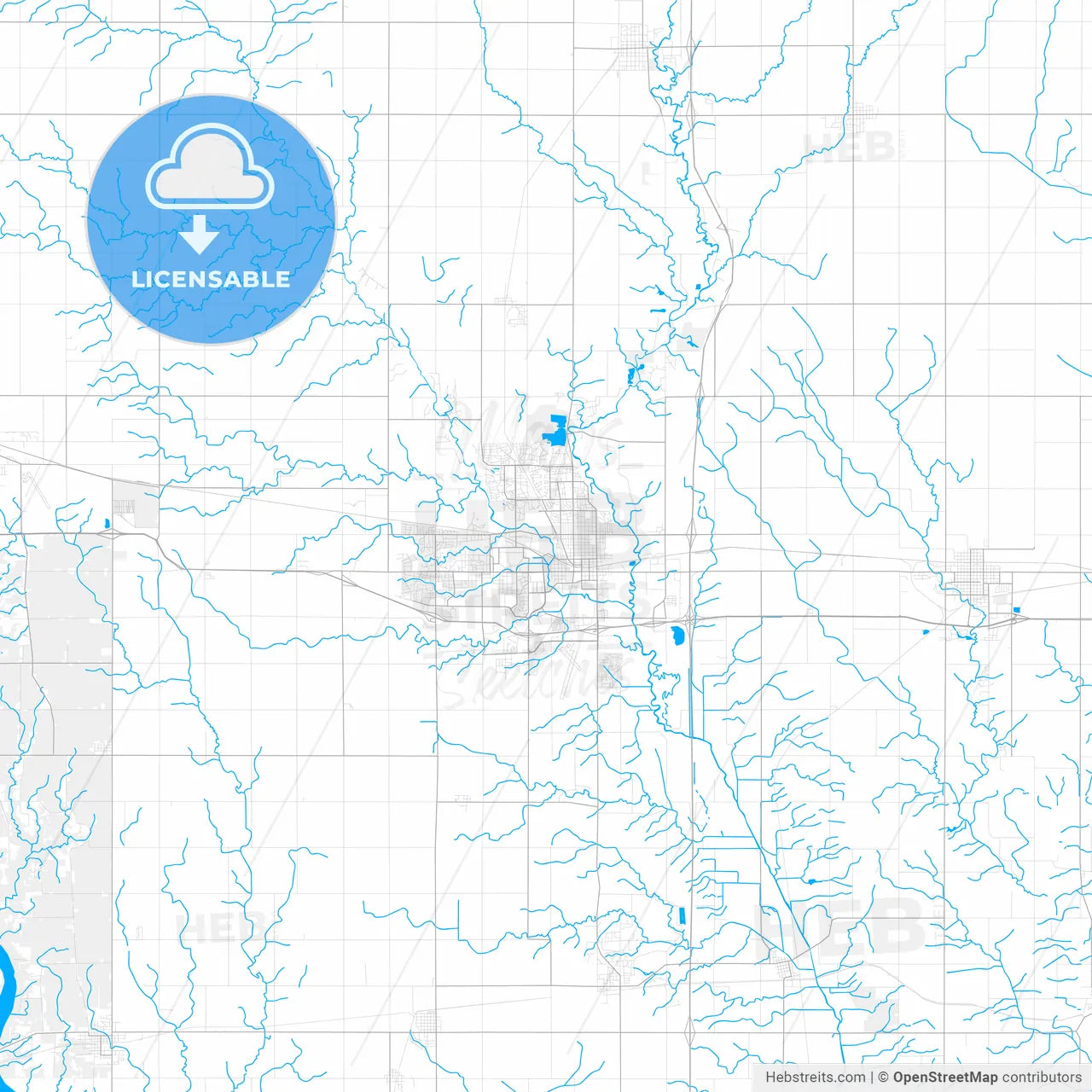 Rich detailed vector map of Ames, Iowa, USA