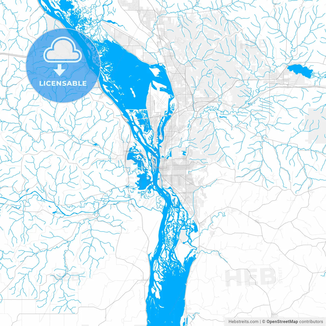 Rich detailed vector map of La Crosse, Wisconsin, United States of America