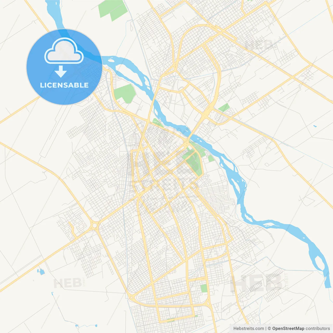 Printable street map of Santiago del Estero, Argentina