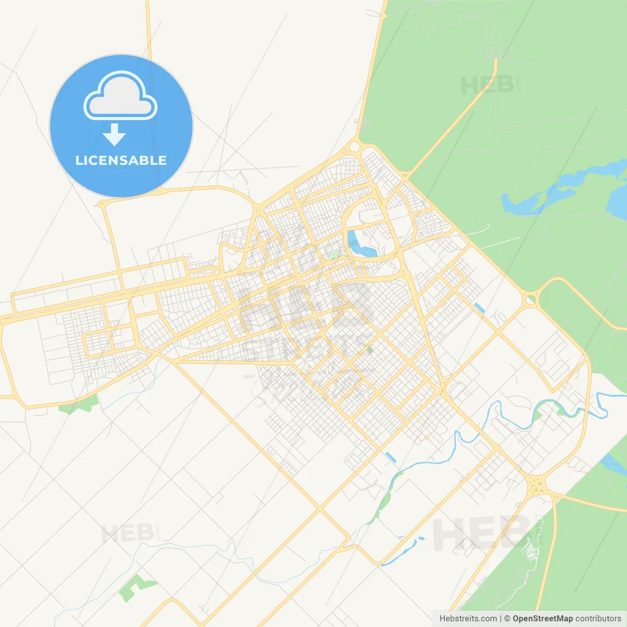 Printable street map of Trelew, Argentina