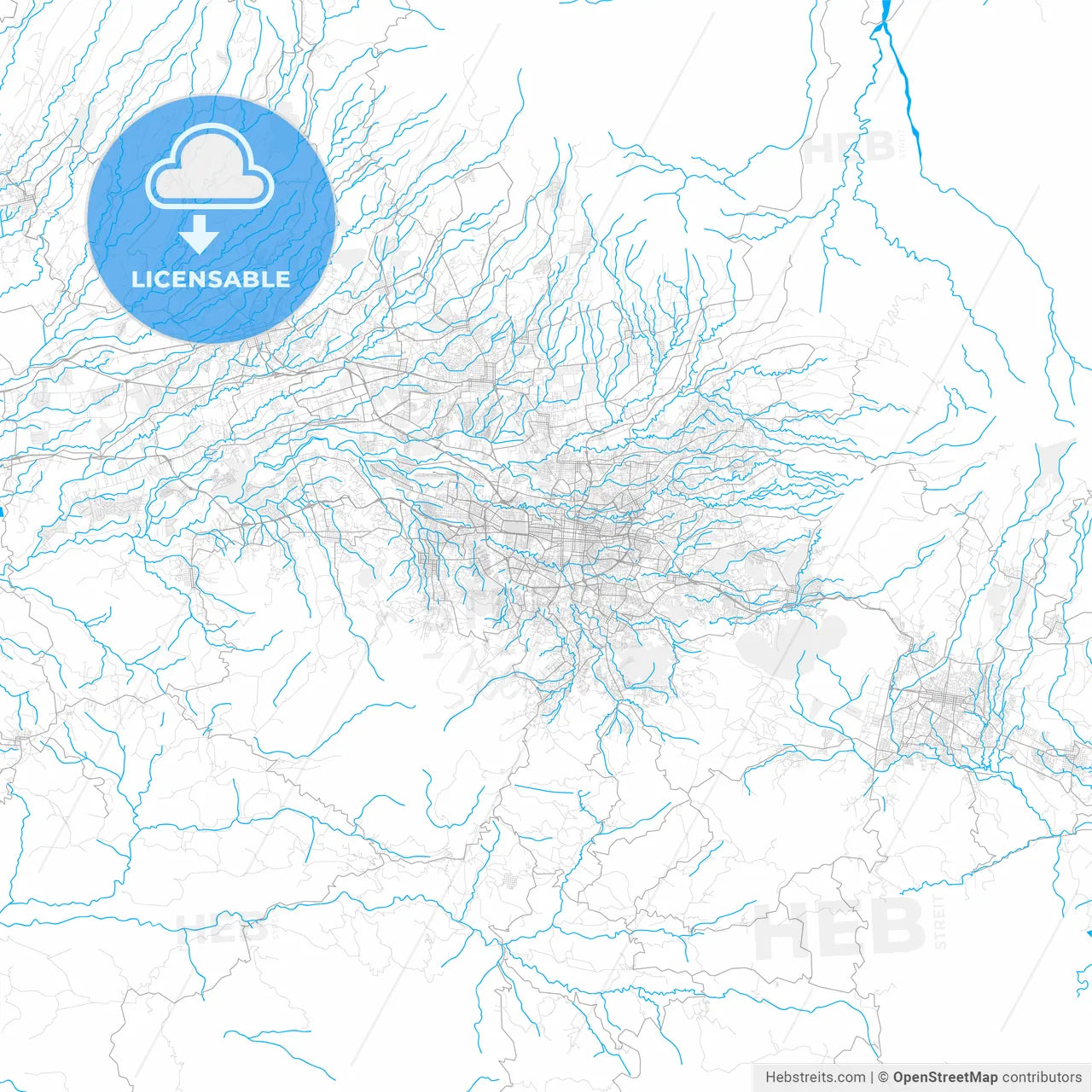 Rich detailed vector map of San José, San José, Costa Rica