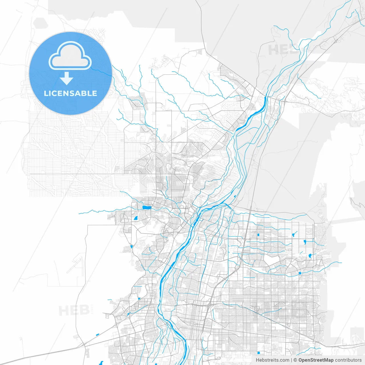 Rich detailed vector map of Rio Rancho, New Mexico, USA