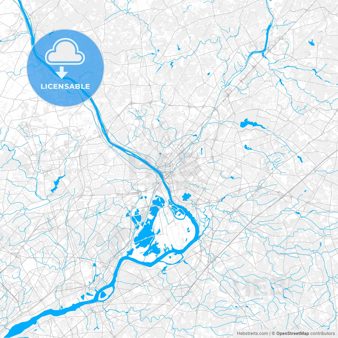 Rich detailed vector map of Trenton, New Jersey, USA