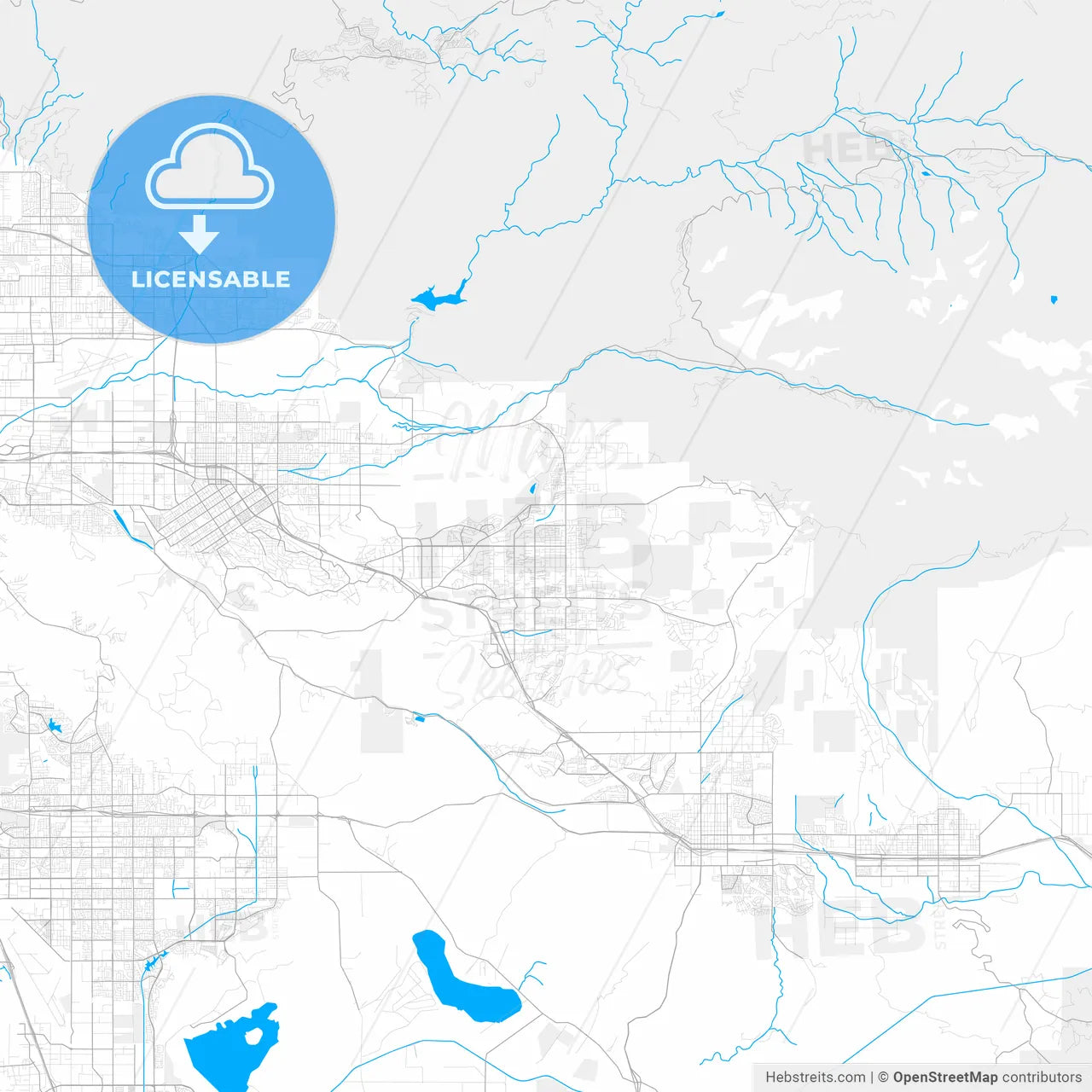 Rich detailed vector map of Yucaipa, California, United States of America