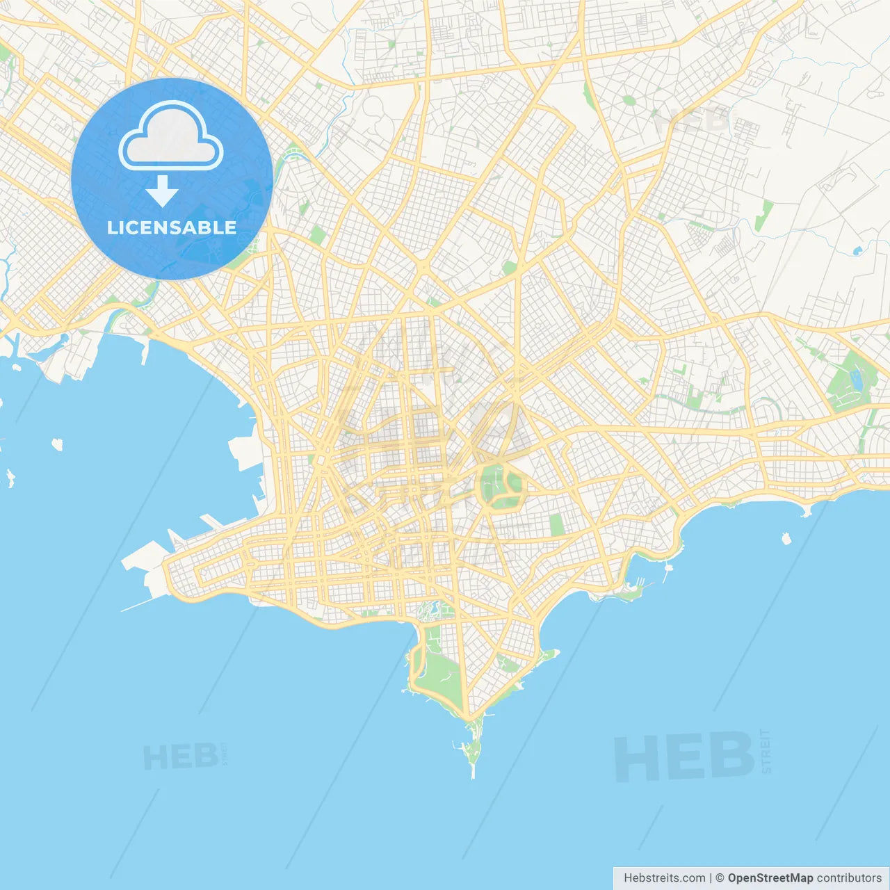 Printable street map of Montevideo, Uruguay
