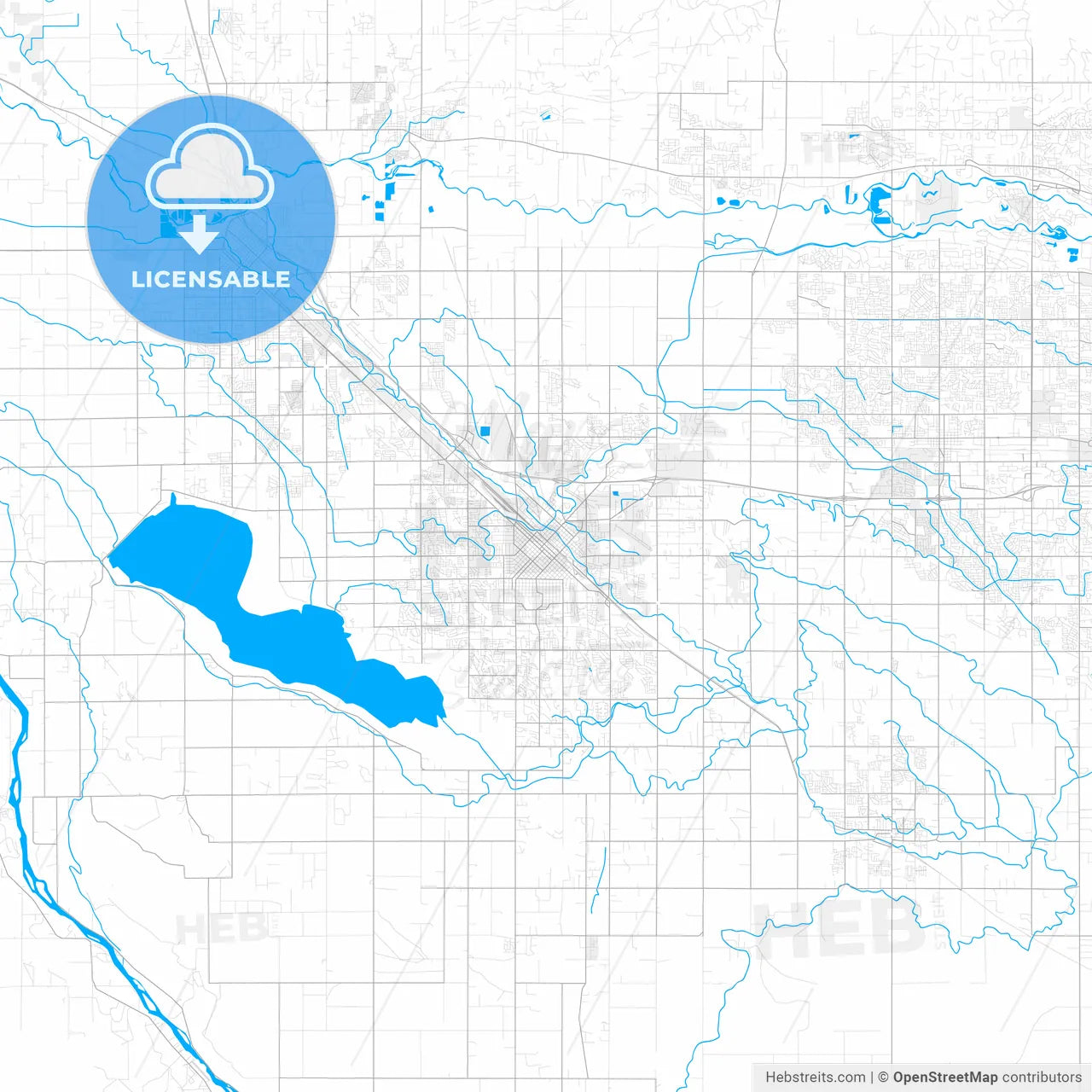 Rich detailed vector map of Nampa, Idaho, USA