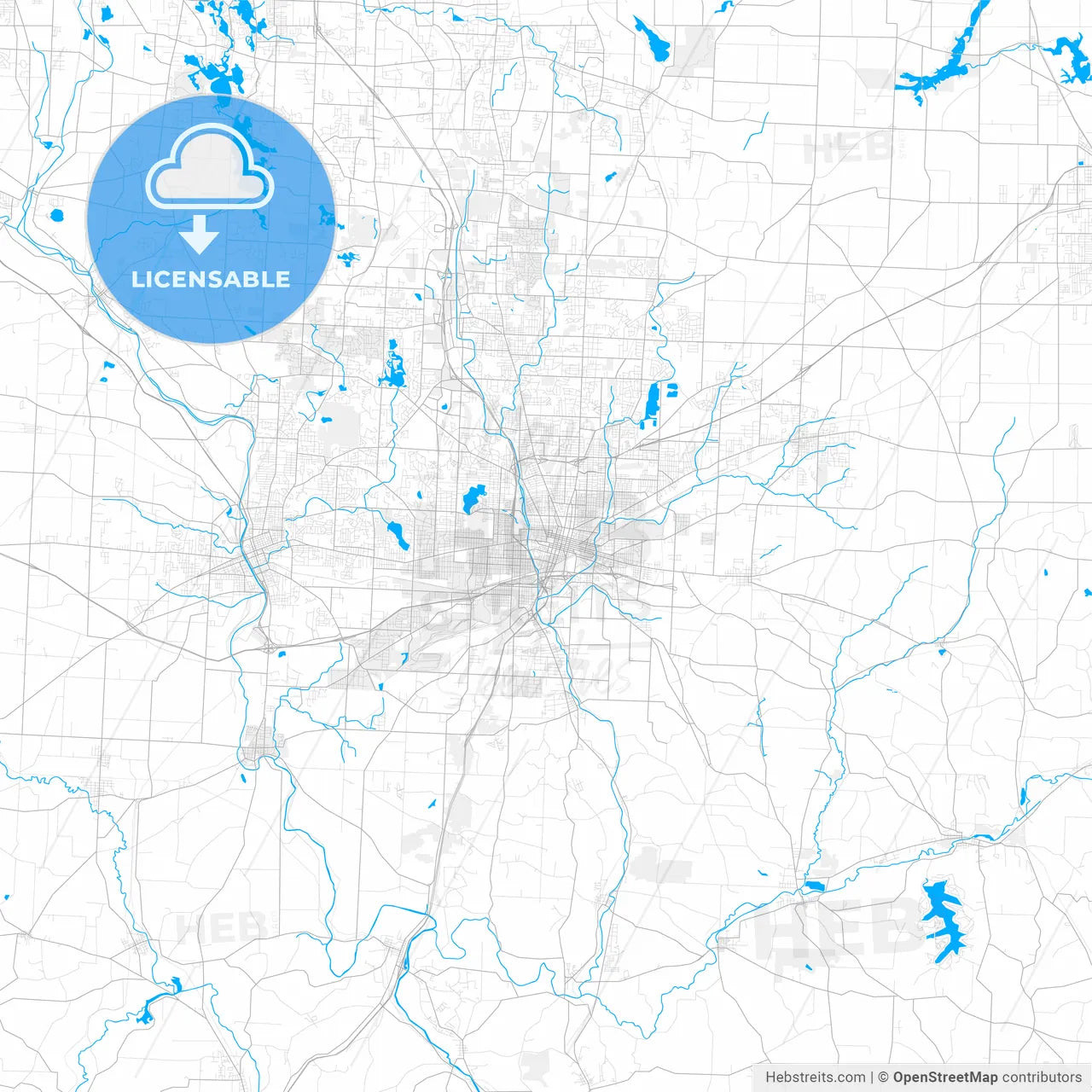 Rich detailed vector map of Canton, Ohio, USA