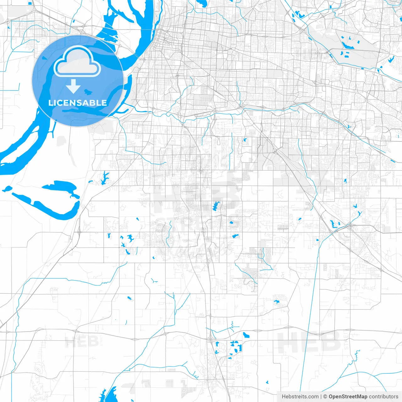 Rich detailed vector map of Southaven, Mississippi, United States of America