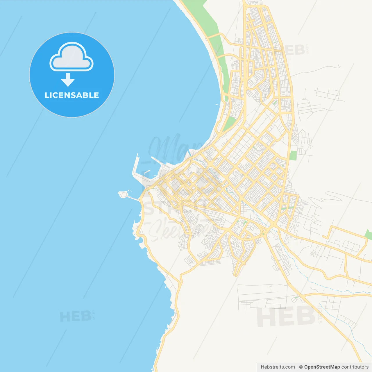 Printable street map of Arica, Chile