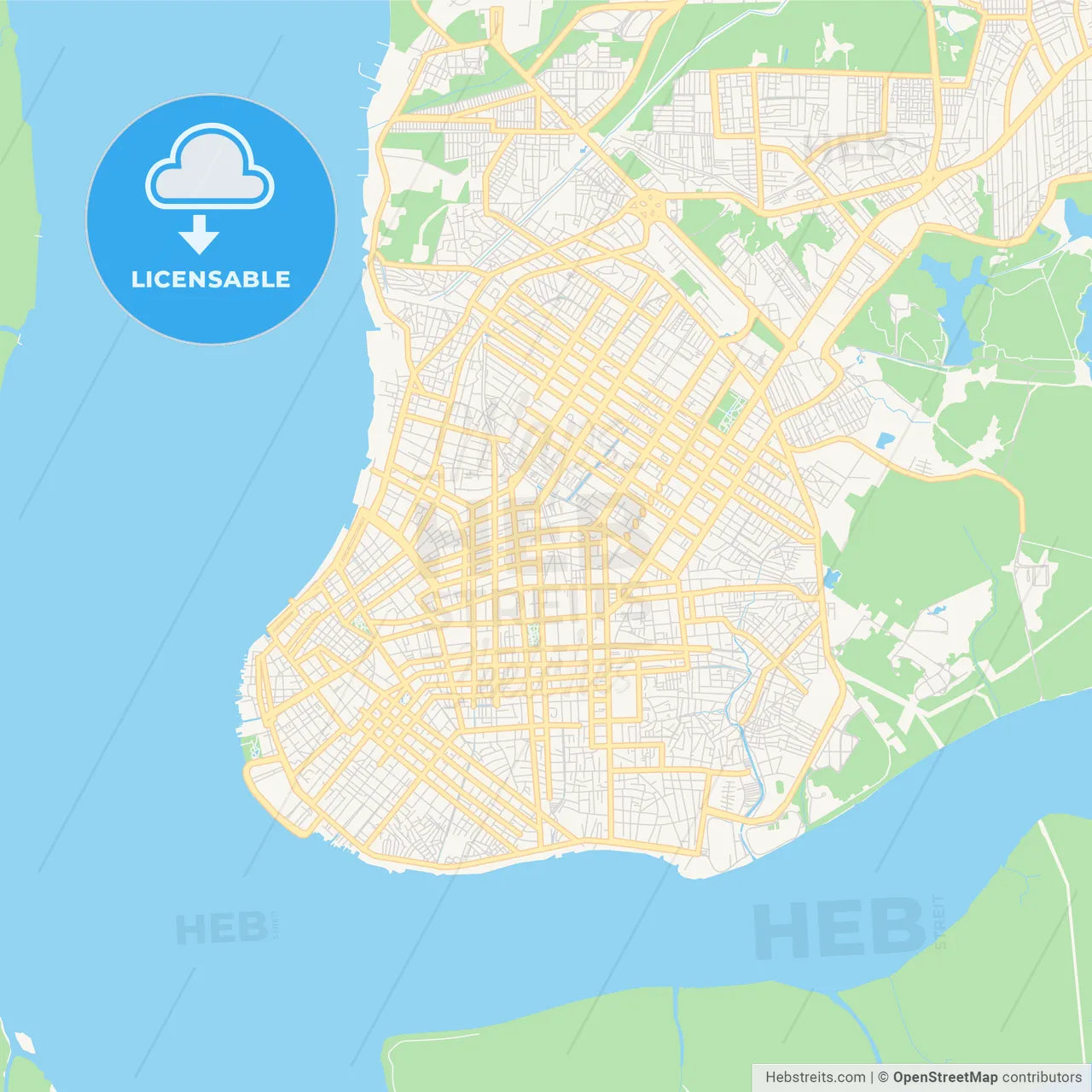 Printable street map of Belem, Brazil